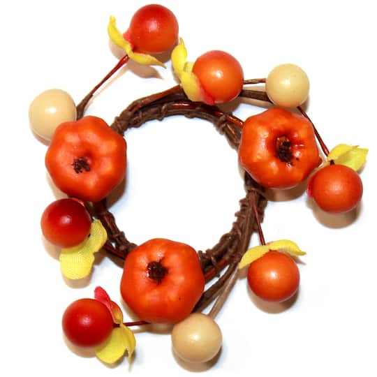 3" Mini Pumpkin Wired Taper Candle Rings, 6ct.